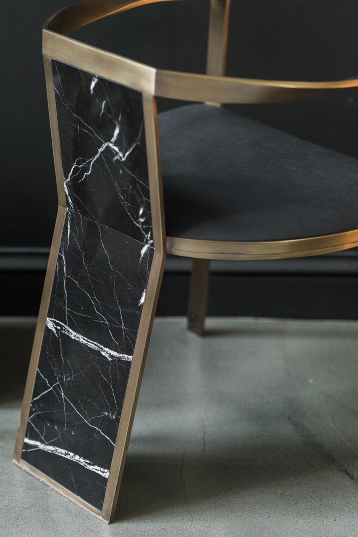 Hand-Crafted Hidden Brass and Marble Chair in Display For Sale