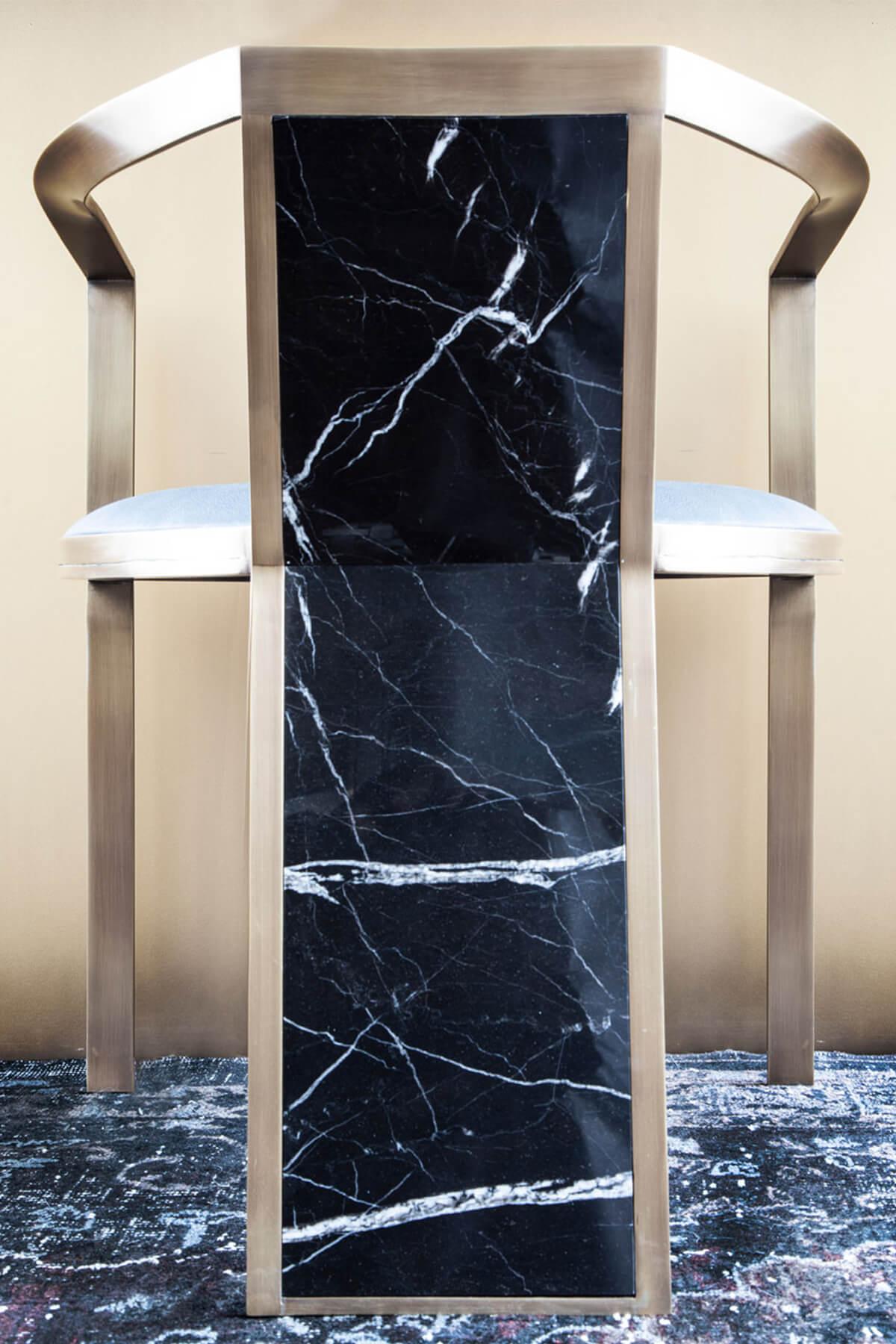 Hidden Brass and Marble Chair in Display For Sale 1