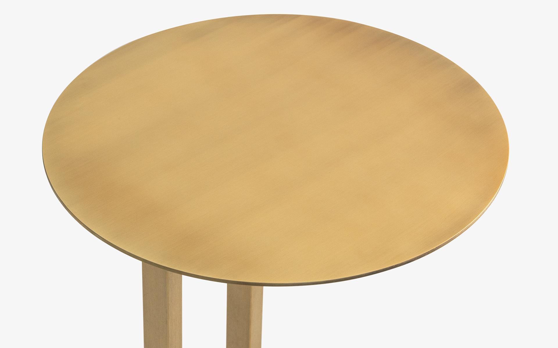 Fait main Hidden Brass Coated Metal Top Callacata Brown Marble Side C Table en vente