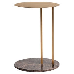 Hidden Brass Emperador Dark Marble Side C Table