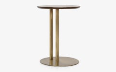 Hidden Brass Coated Metal & Oak Veneer Side C Table
