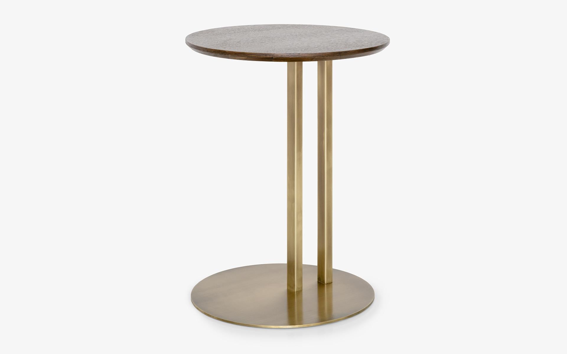 Hidden Brass Plated Metal & Oak Veneer Side C Table In New Condition For Sale In İSTANBUL, TR