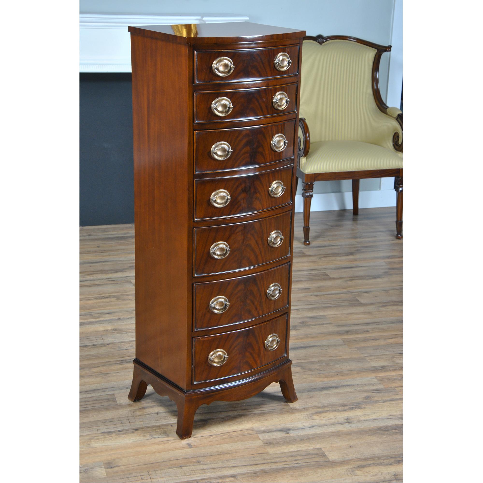 The Niagara Furniture Hidden Drawer Desk, a luxury piece of fine furniture with a hidden surprise inside. This tall chest was originally designed for lingerie but we have redesigned it to hold a small writing desk with a small drawer, and storage