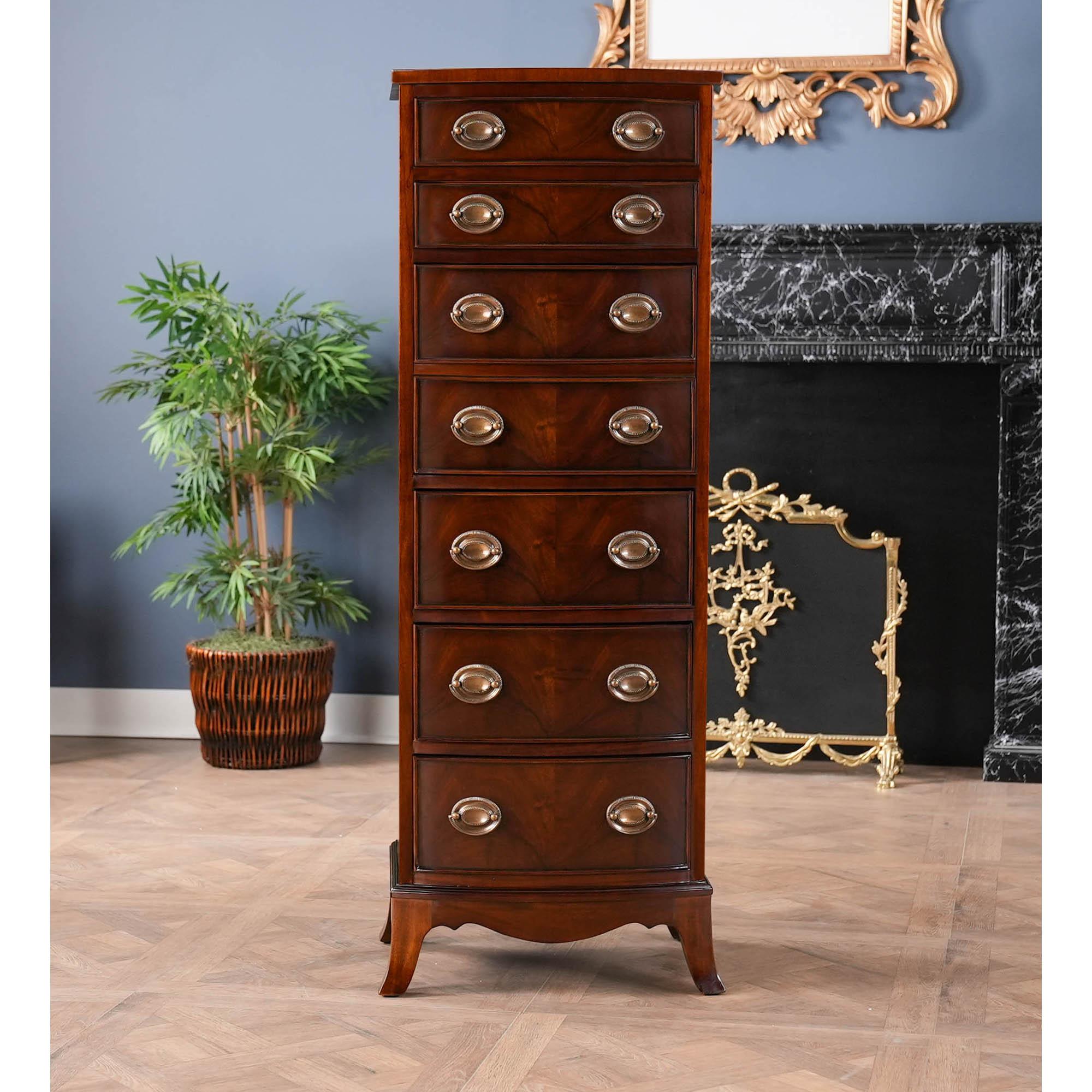 The Niagara Furniture Hidden Drawer Desk, a luxury piece of fine furniture with a hidden surprise inside. This tall chest was originally designed for lingerie but we have redesigned it to hold a small writing desk with a small drawer, and storage
