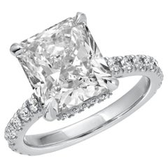  Hidden Halo 5.02 Carat Radiant Cut Diamond Engagement Ring 14K White Gold