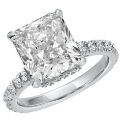 Hidden Halo 5.02 Carat Radiant Cut Diamond Engagement Ring 14K White Gold