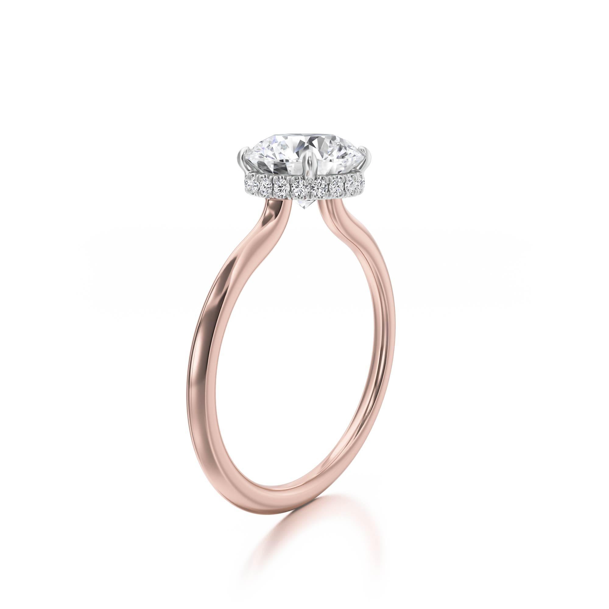 Contemporary Hidden Halo Diamond Engagement Ring