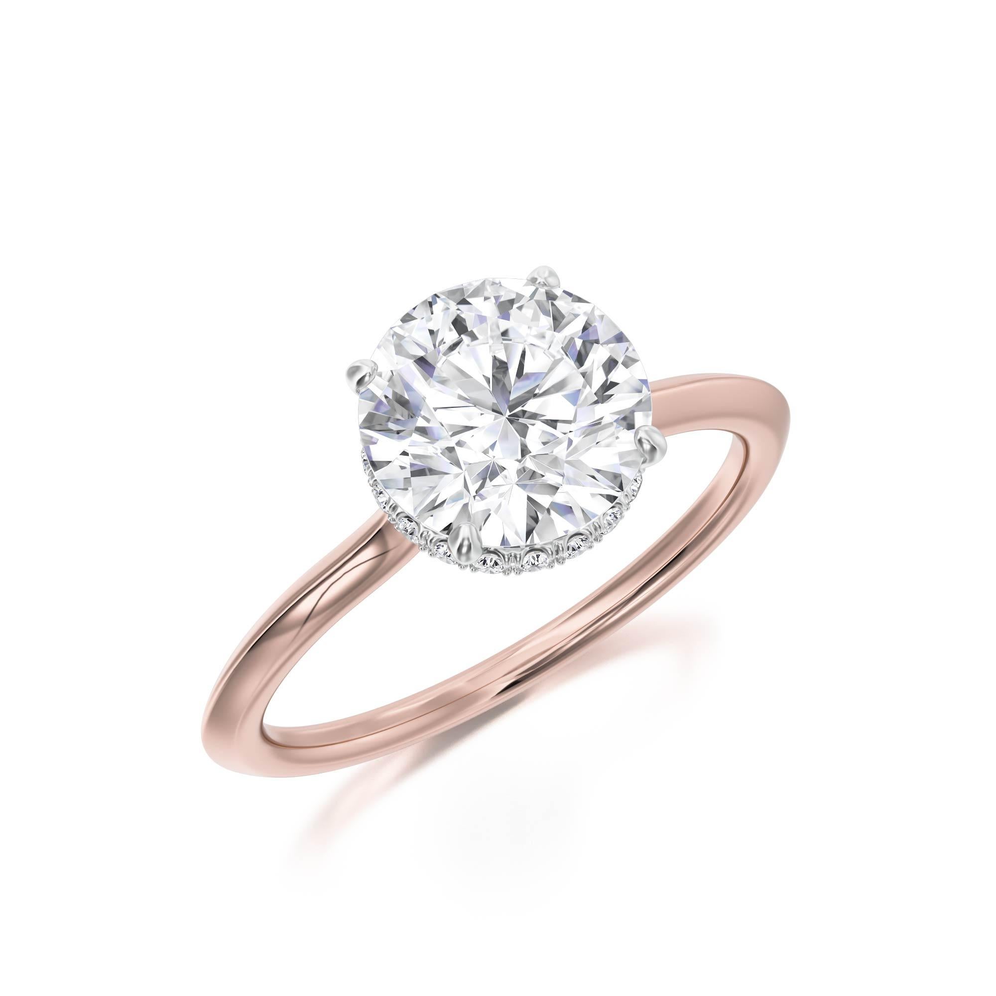 Versteckter Halo-Diamant-Verlobungsring im Angebot 1