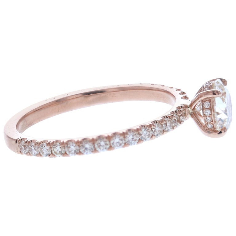 Hidden Halo Diamond Engagement Ring In Rose Gold Certified For Sale At 1stdibs