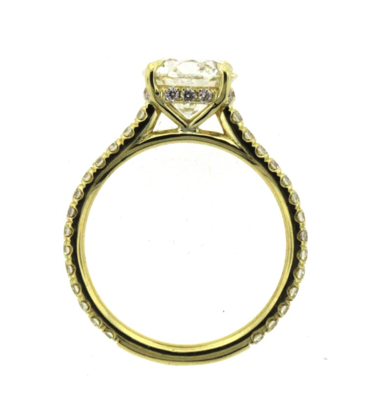 Hidden Halo Diamond Engagement Ring Yellow Gold Setting with Diamond