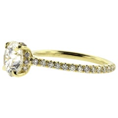 Hidden Halo Diamond Engagement Ring Yellow Gold Setting with Diamond Pave