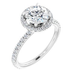 Hidden Halo GIA Certified Round Brilliant Diamond Engagement Ring 1.30 Carat