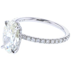 Hidden Halo Oval Diamond Engagement Ring GIA