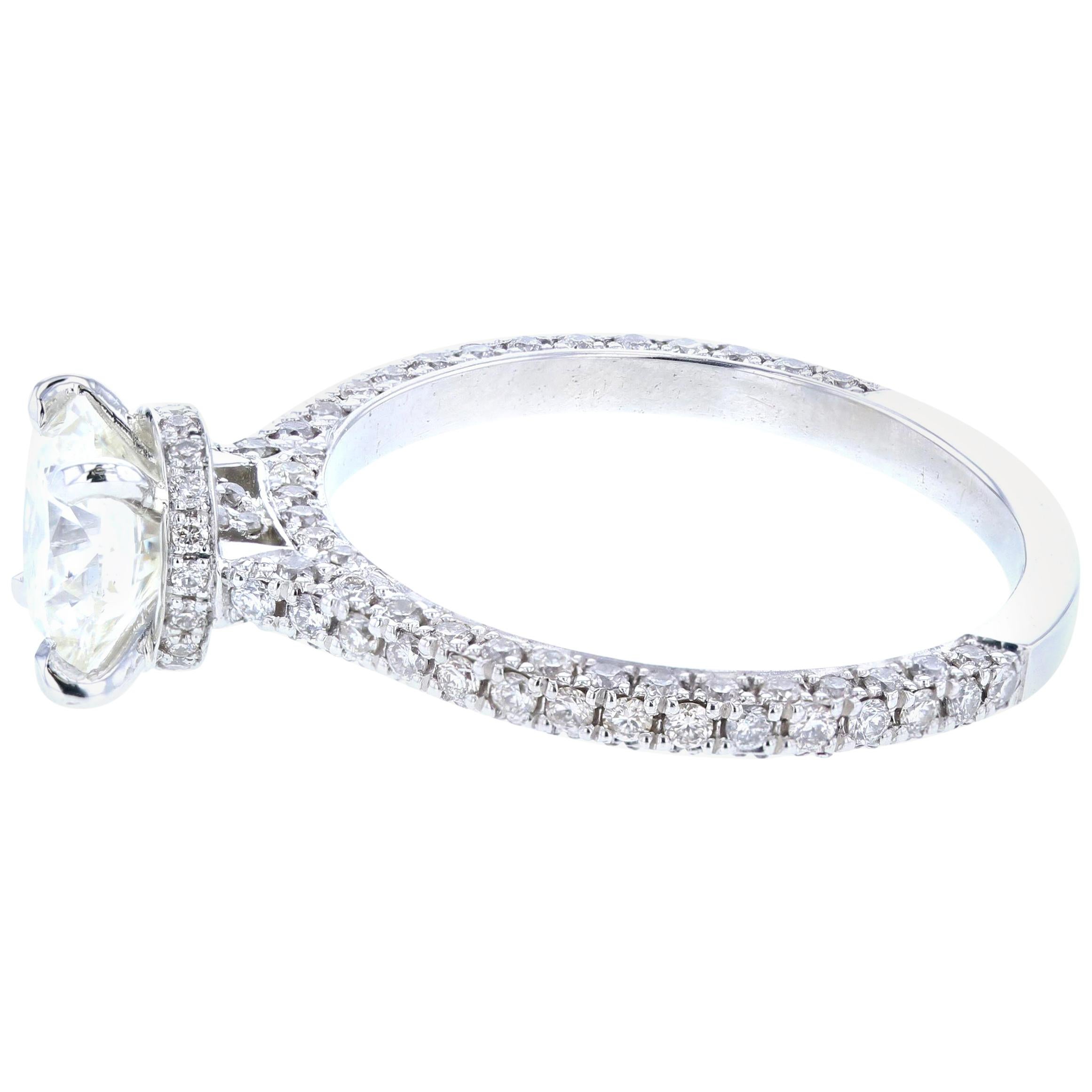 Hidden Halo Round Diamond Engagement Ring 'Certified' Platinum Diamond Setting For Sale