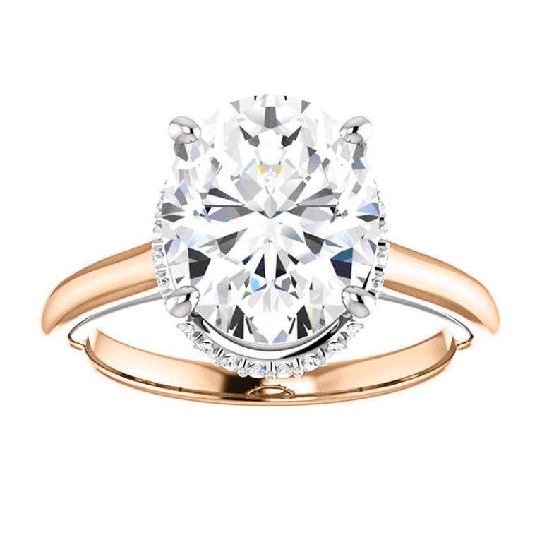 Hidden Halo Oval Forever One Moissanite Diamond Engagement Ring 2.51