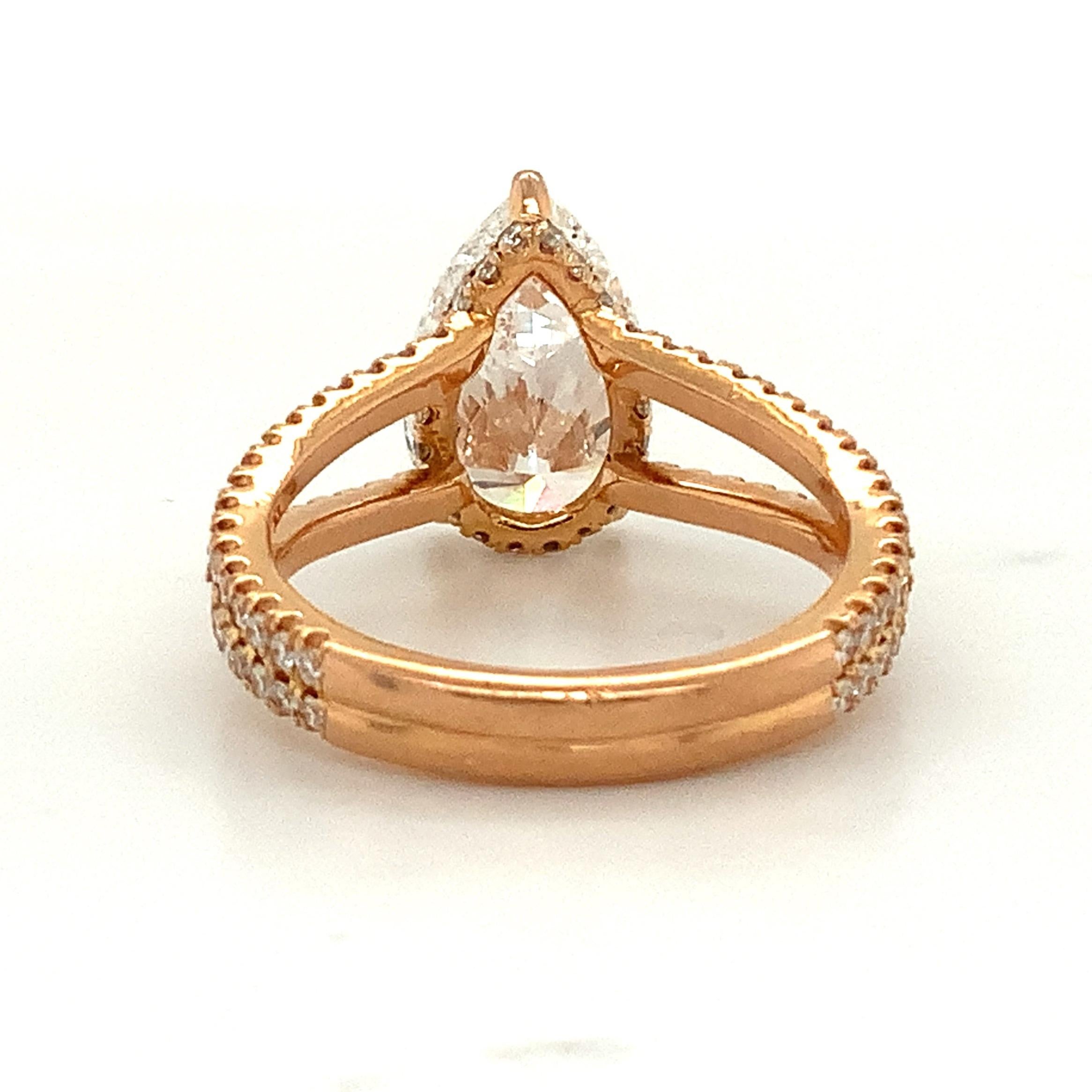 Pear Cut Hidden Halo Stunning 3 Pc Gia Certified Pear Shape Diamond Wedding Set in 18kt For Sale
