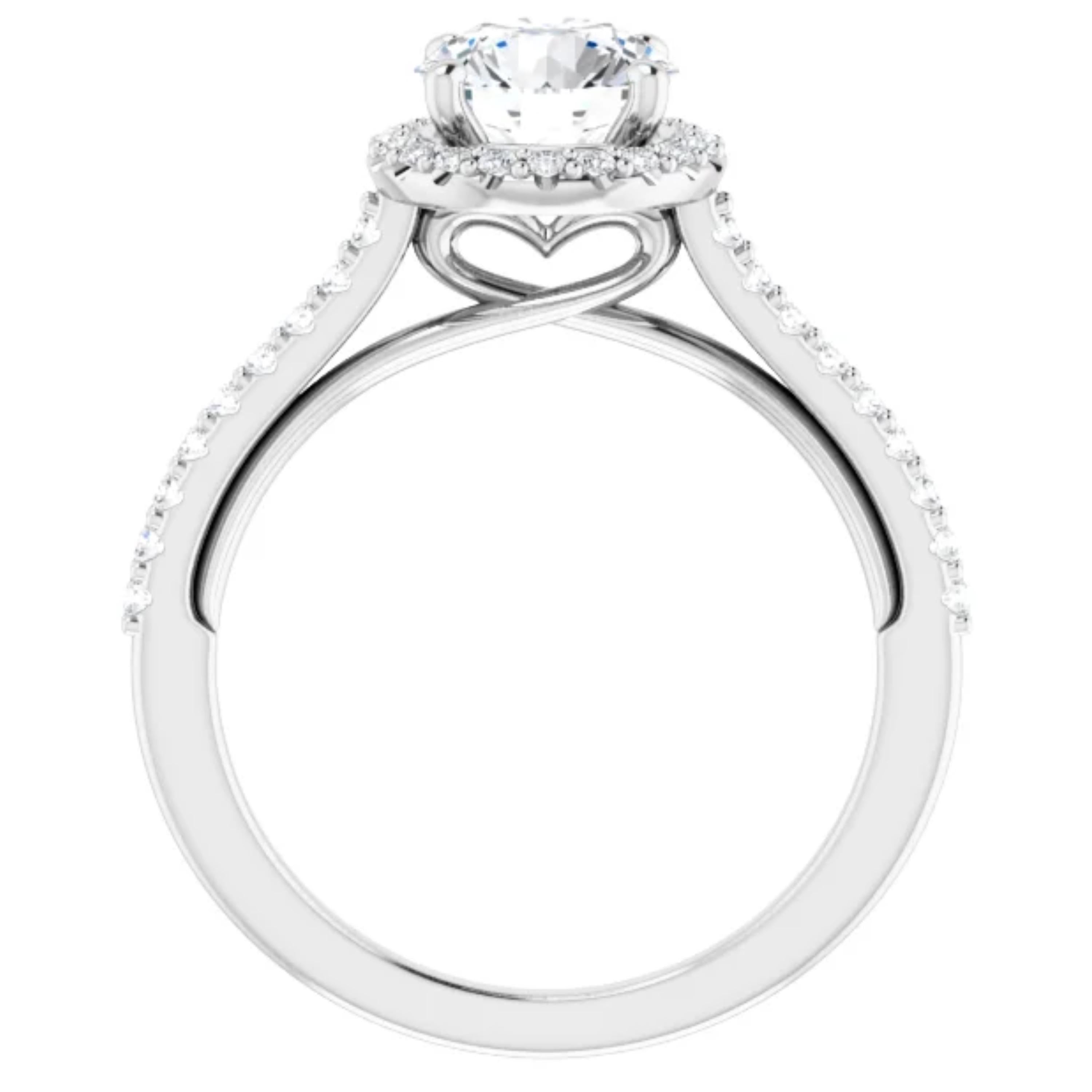 Contemporary Hidden Heart Halo GIA Round Brilliant White Diamond Engagement Ring 1.15 Carat For Sale