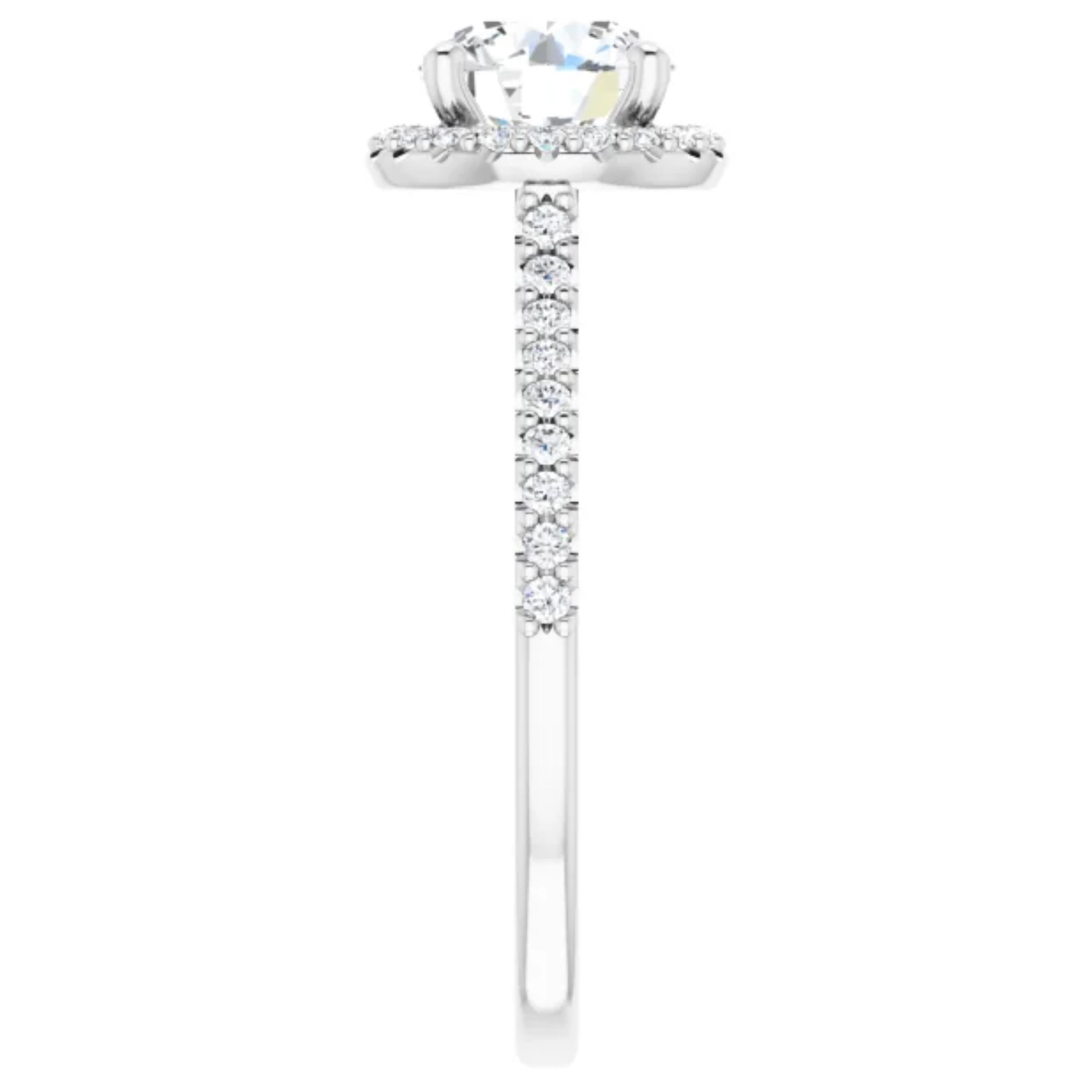 Round Cut Hidden Heart Halo GIA Round Brilliant White Diamond Engagement Ring 1.15 Carat For Sale