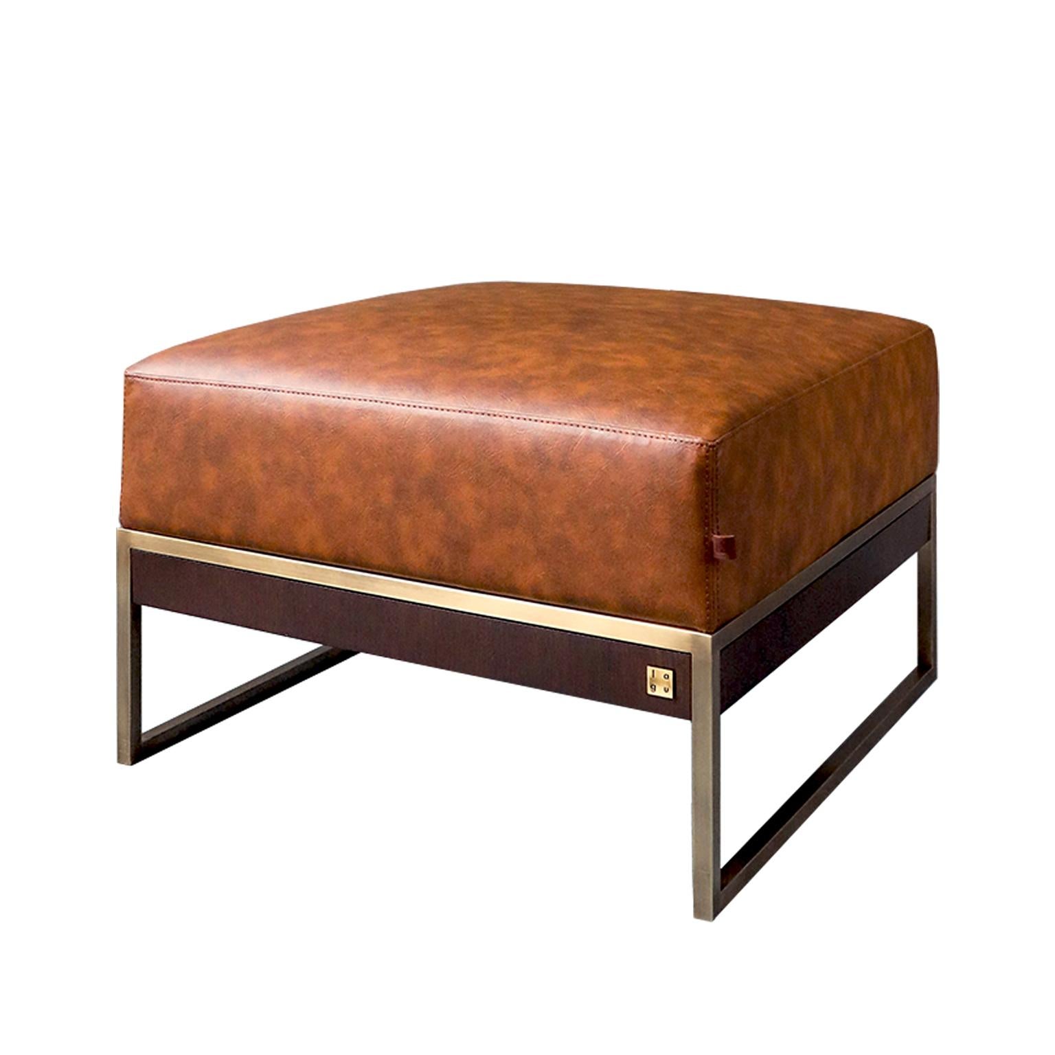 leather brass ottoman