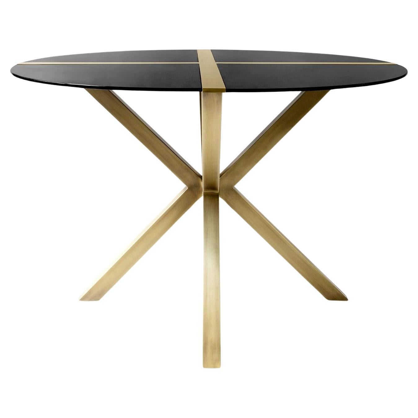 Hidden Round Table, Brass Coated Metal Legs For Sale
