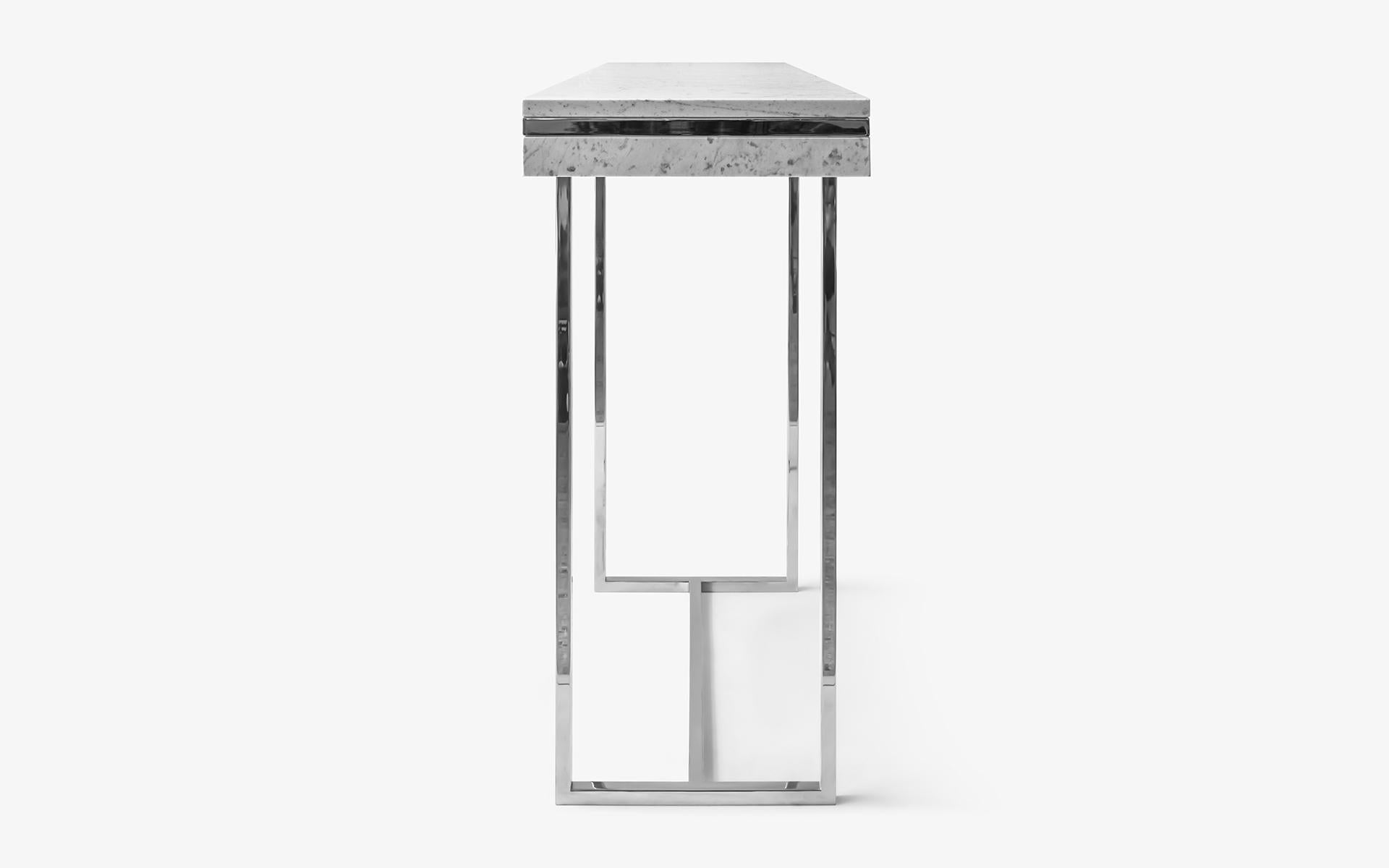 Modern Hidden Sideboard in Carrara White and Chrome by Lagu For Sale