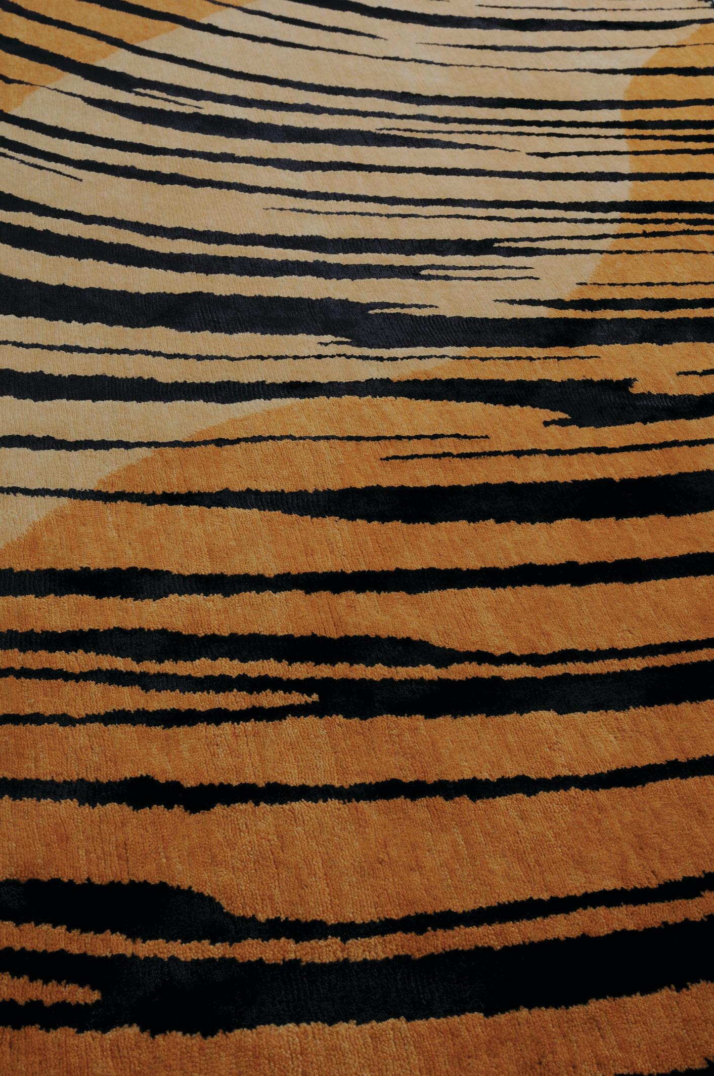 Indian Hidden Tiger - Setsu & Shinobu Ito Modern Design Rug Carpet Wool Handknotted For Sale