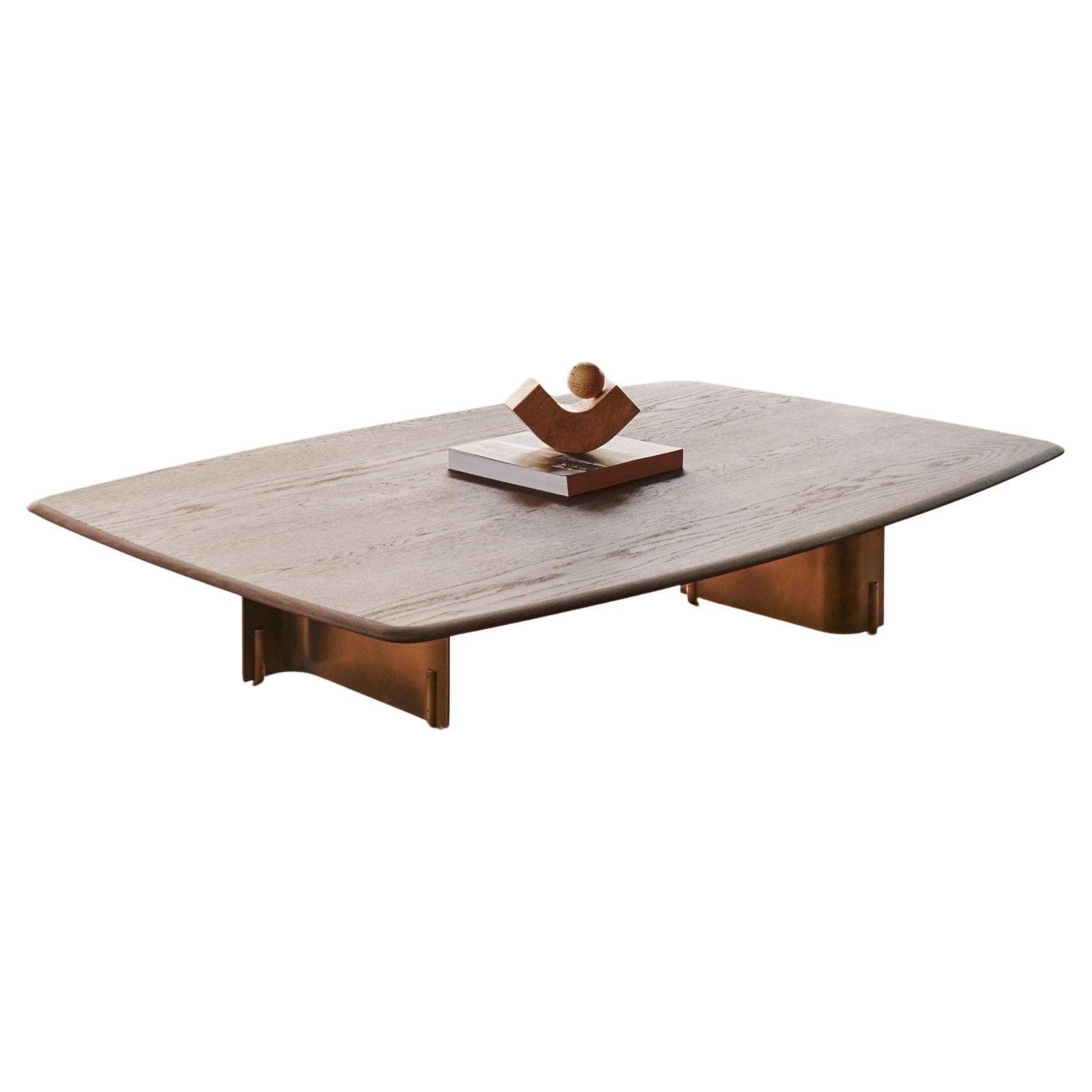 Hidde's Coffee Table - 55 "Fiftyfive"-  Stain Oak Top & Brass Legs 1600x1200 mm  For Sale