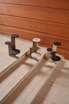 Hidde's Side Table- 39 "Thirtynine".  Nickel & Canadian Granite, H=660 mm