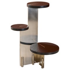 Hidde's Side Table- 39 "Thirtynine".  Nickel & Canadian Granite, H=660 mm