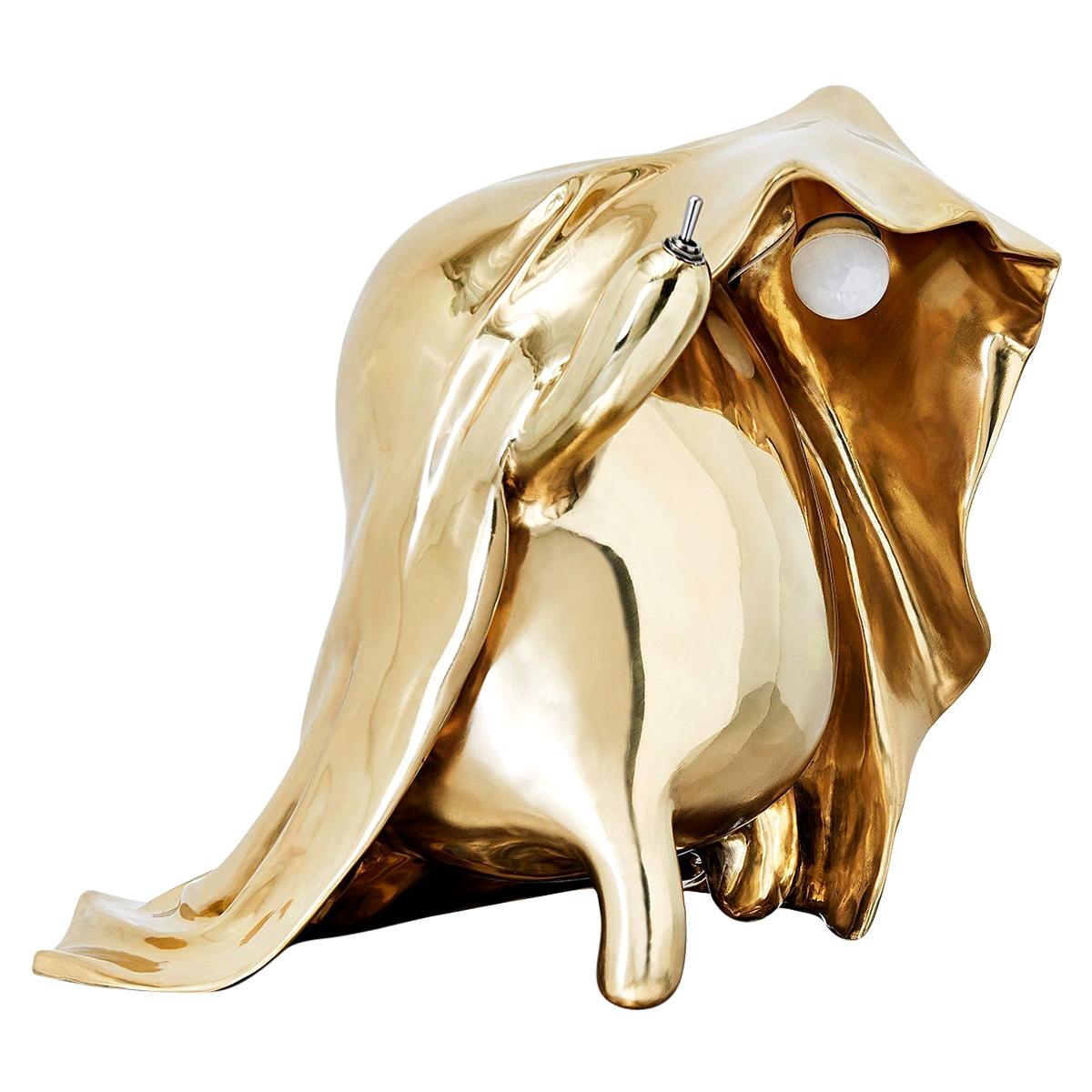 "Hide and Seek" Figurative Table Lamp Polished Brass by Zhipeng Tan For Sale