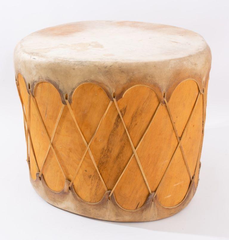 Hide Covered Drum, 20th C In Good Condition For Sale In New York, NY