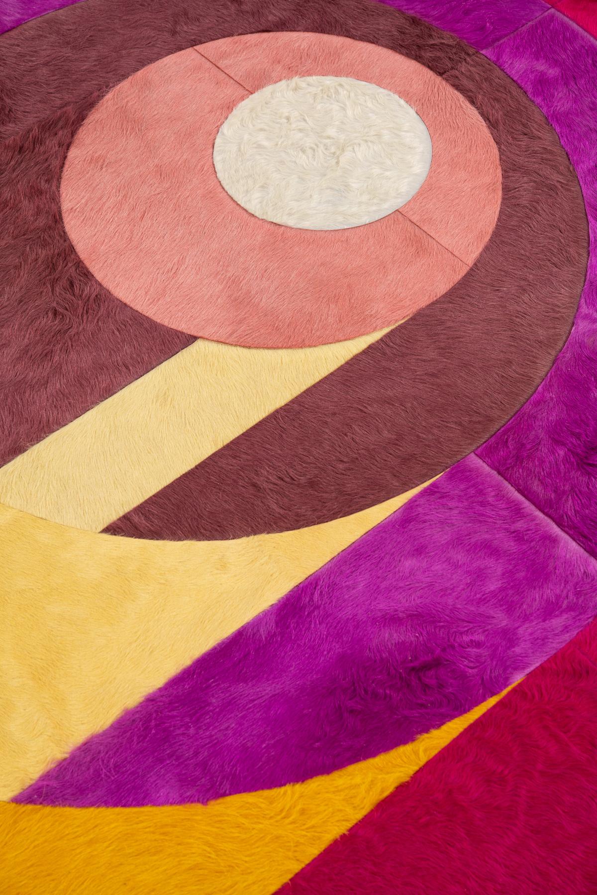 Organic Modern Hide Rug by Amy Lau (8ft diameter) For Sale