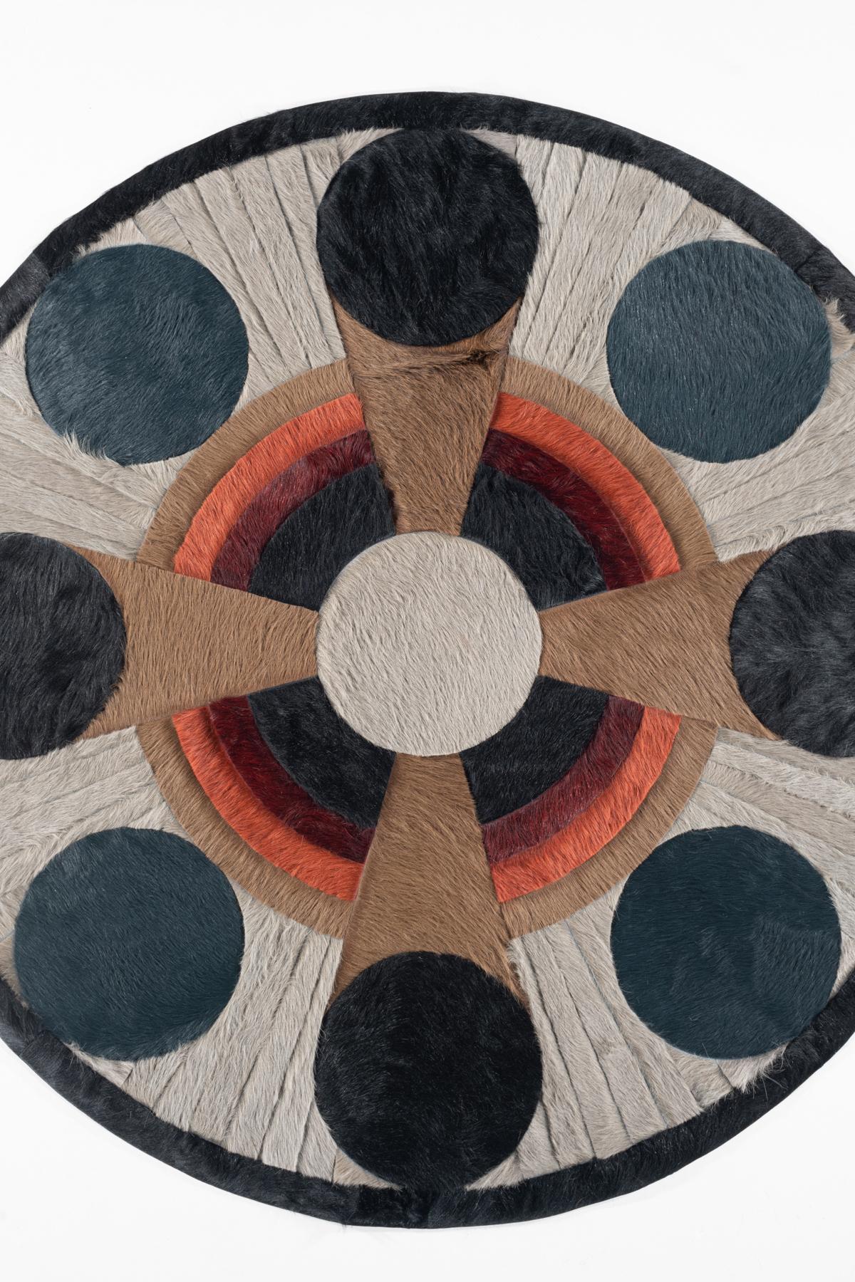 Fait main Tapis Hide par I Douglas Friedman (5ft de diamètre) en vente