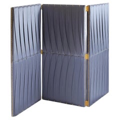 Hide & Seek Folding Screen In Hand Applied Pleated Wild Silk with Brass Studs