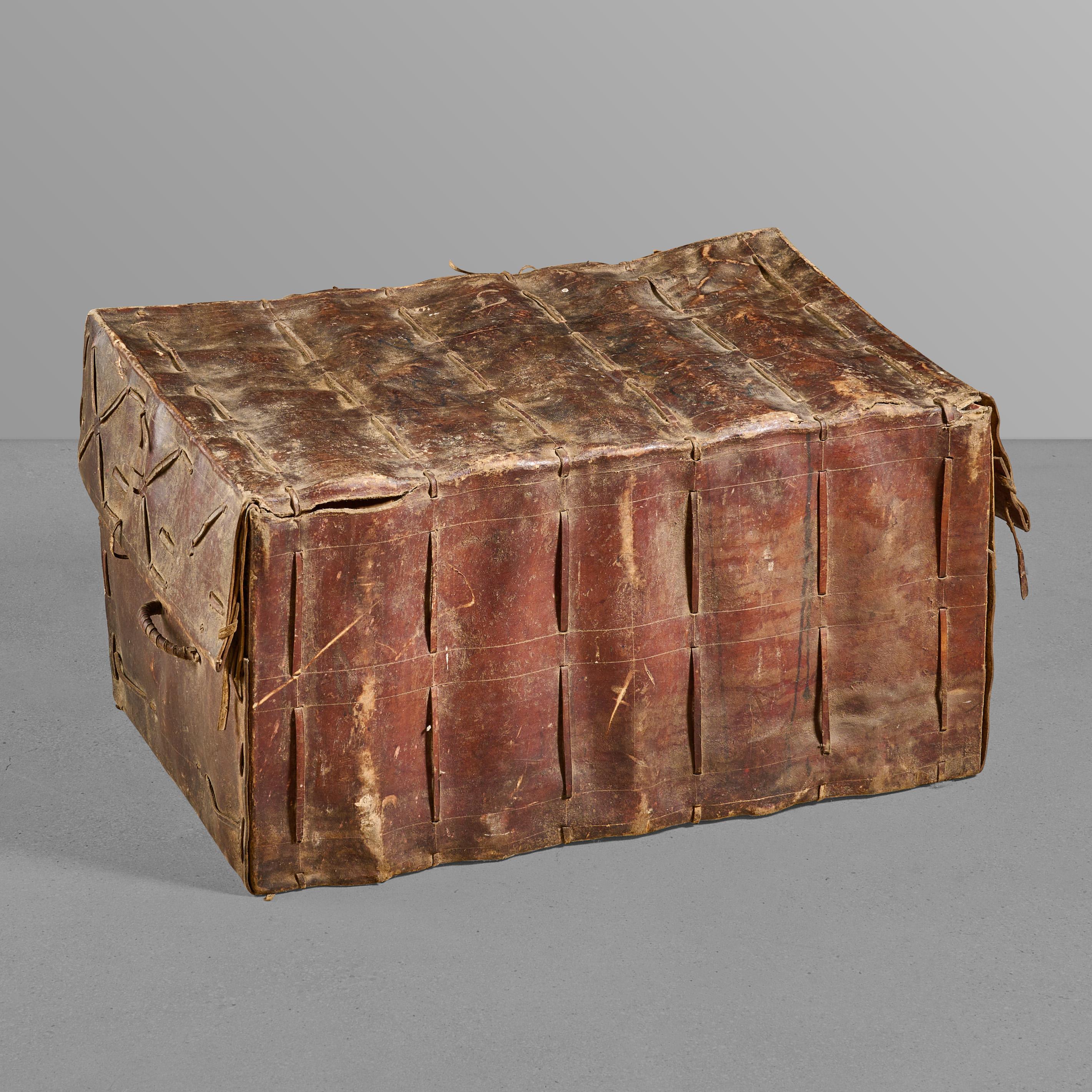 Early 20th Century Hide Trunk For Sale