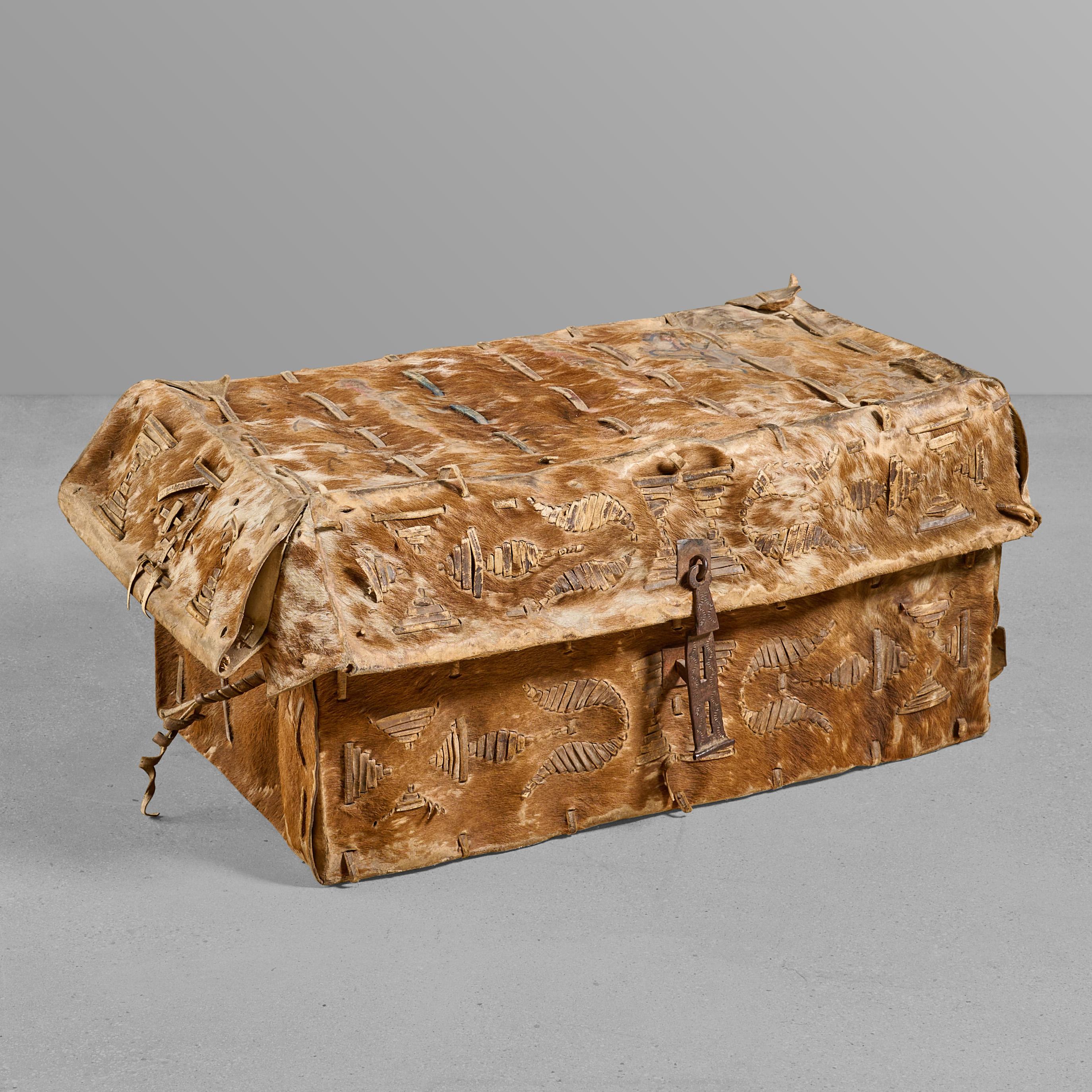 Argentine Hide Trunk with Fur For Sale