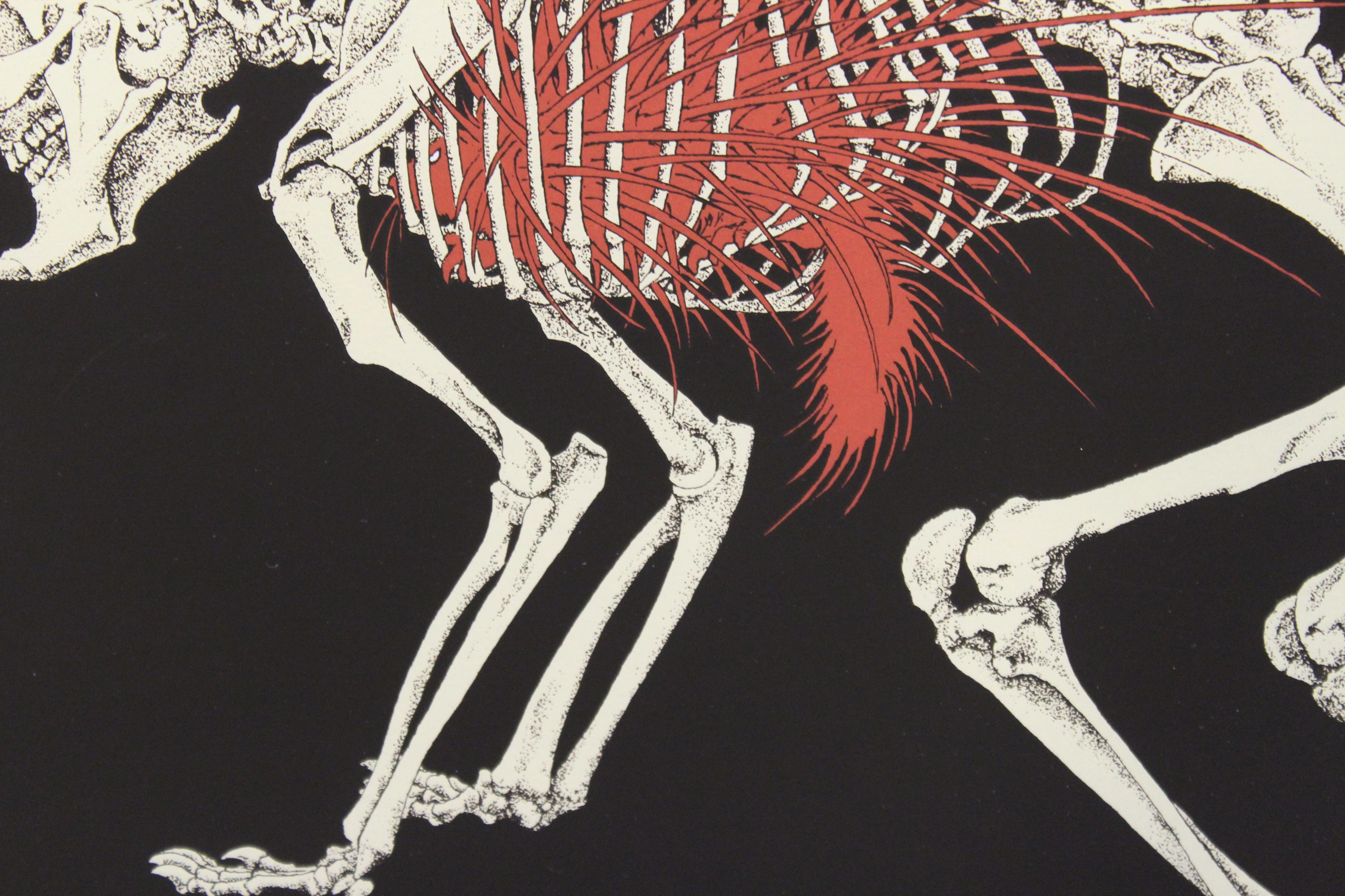 Paper Hideo Takeda Japanese Porcupine Skeleton Silkscreen Print