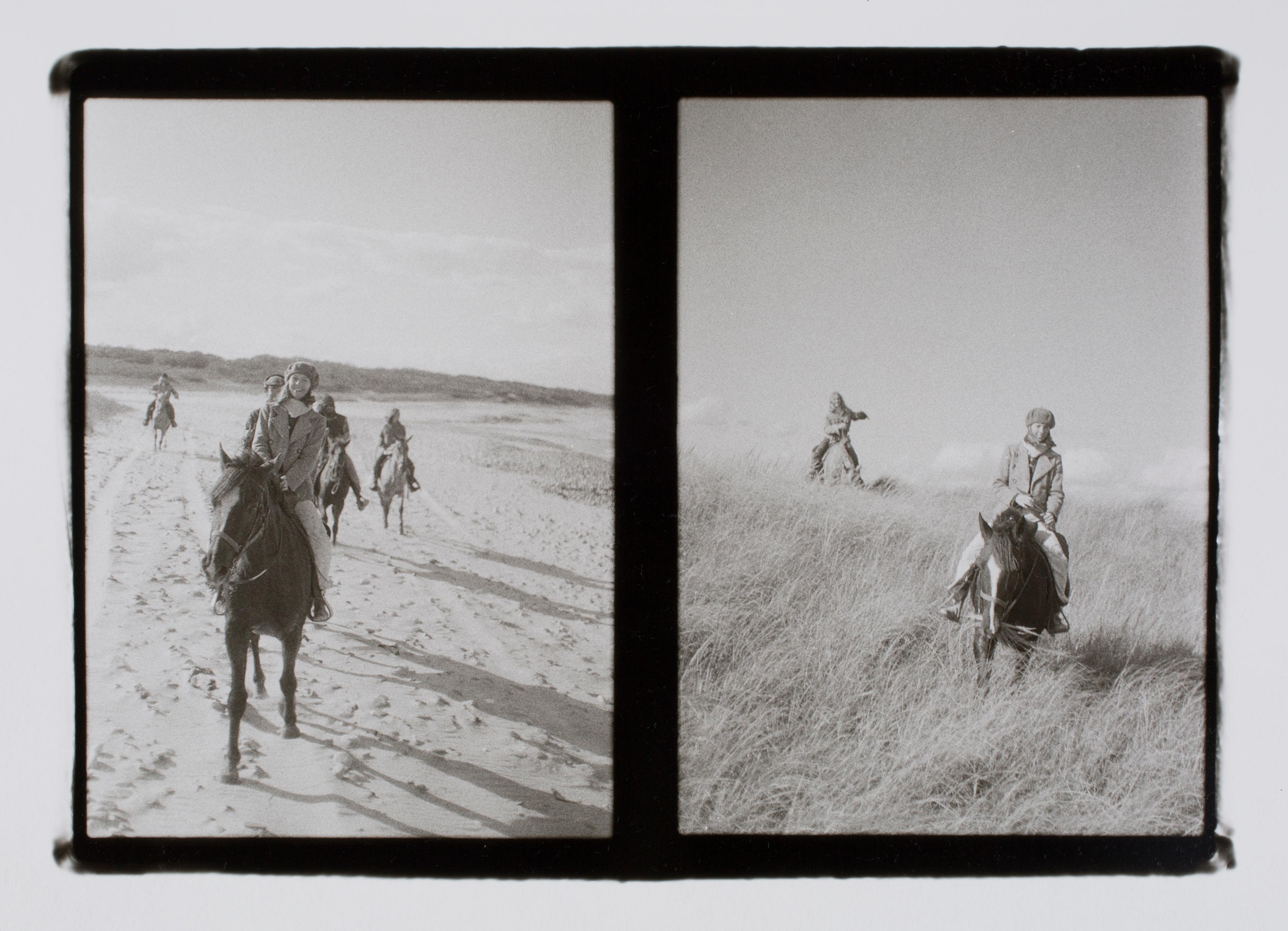 Hideoki Hagiwara Black and White Photograph - Hideoki, Black & White Photography, Horseback Riding, Montauk, 1970