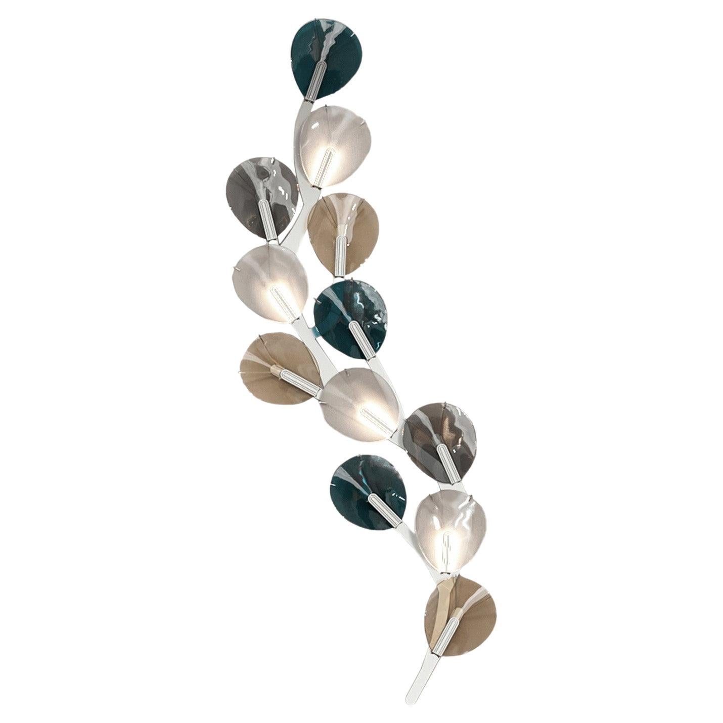 HIEDRA Blue and Beige Glass Wall Light Sconces Custom Handmade in Barcelona