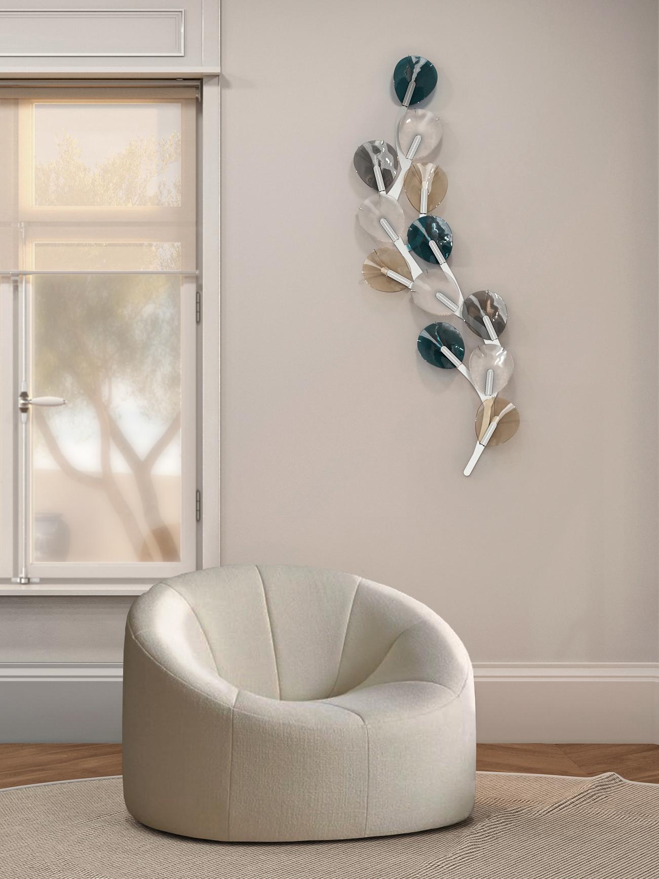 Spanish HIEDRA wall art piece. Artisan glass 3D mosaic. Handmade in Barcelona, Spain. For Sale