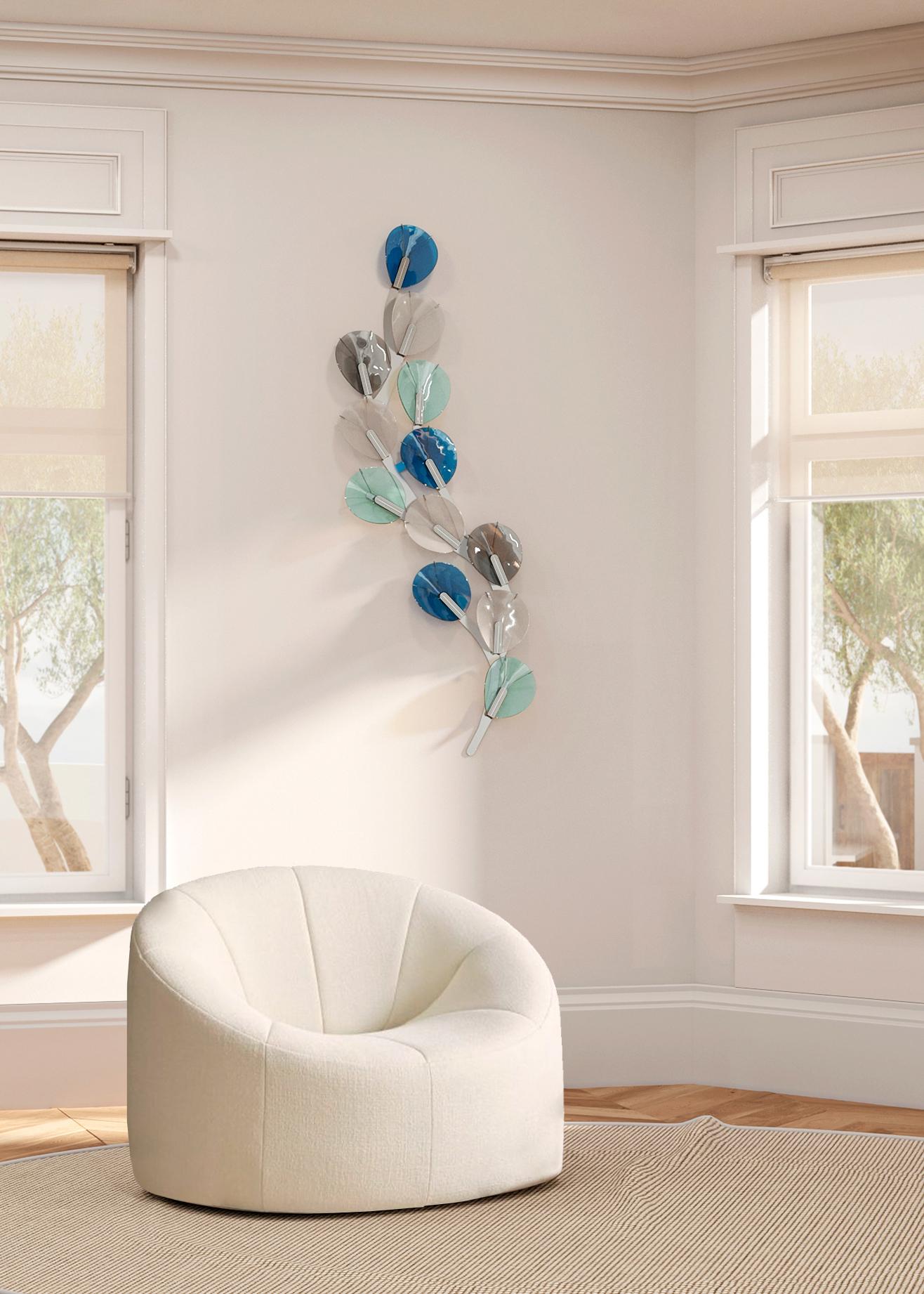 HIEDRA wall art piece. Artisan glass 3D mosaic. Handmade in Barcelona, Spain. In New Condition For Sale In BARCELONA, ES