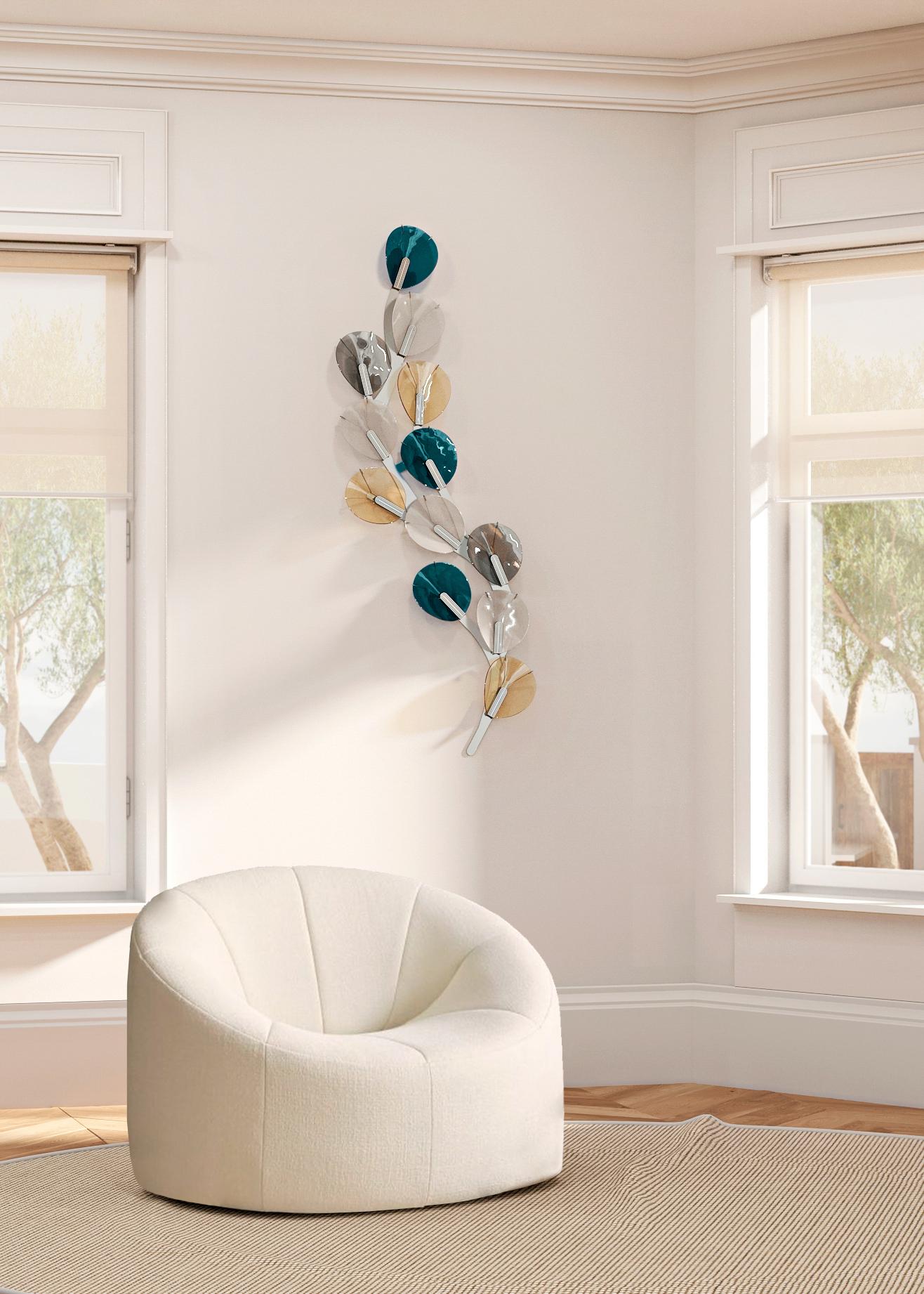 Contemporary HIEDRA wall art piece. Artisan glass 3D mosaic. Handmade in Barcelona, Spain. For Sale