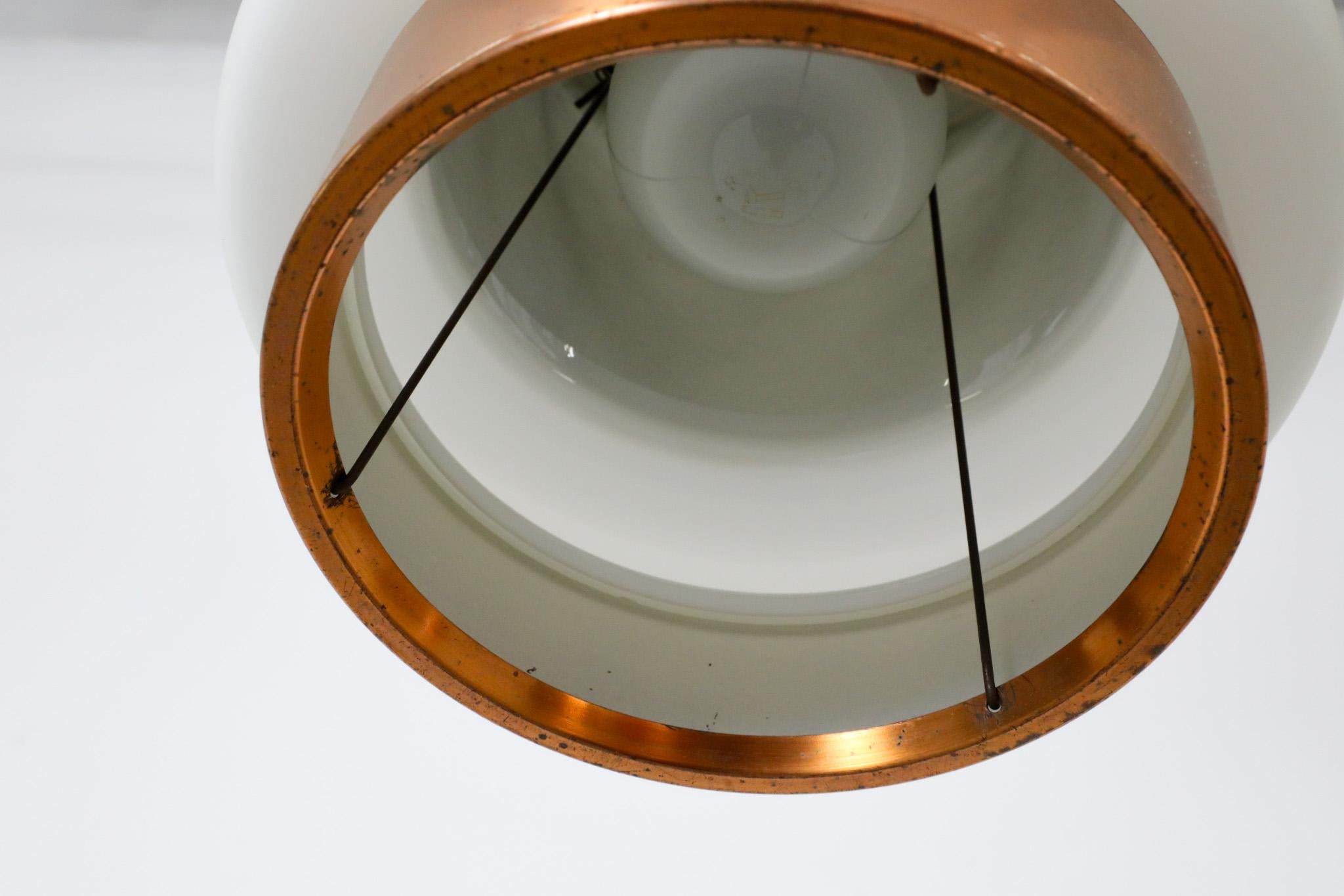 Hiemstra Copper and Black Enameled Cylindrical Pendant with Milk Glass Ring For Sale 5