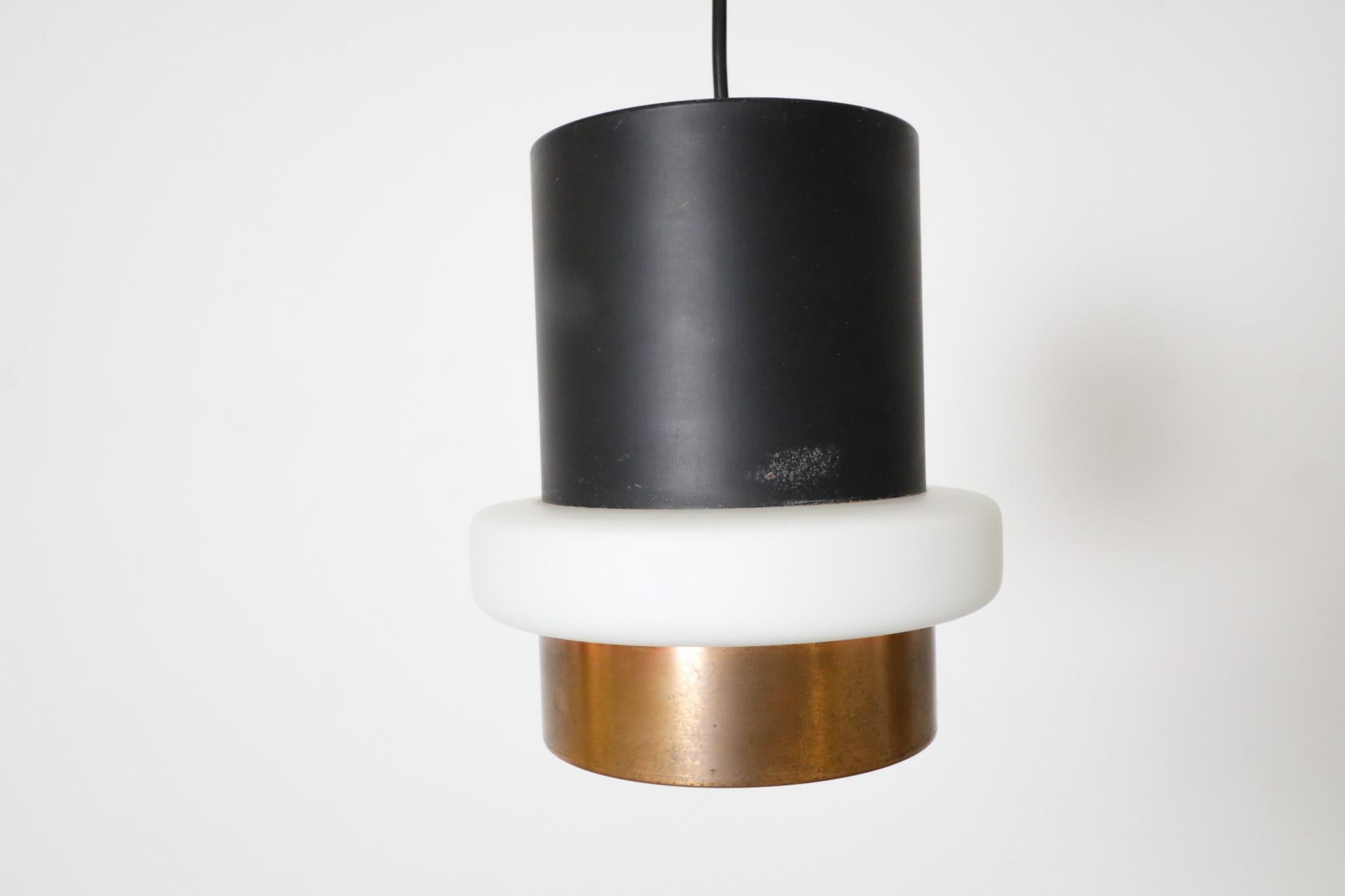 Hiemstra Copper and Black Enameled Cylindrical Pendant with Milk Glass Ring For Sale 9