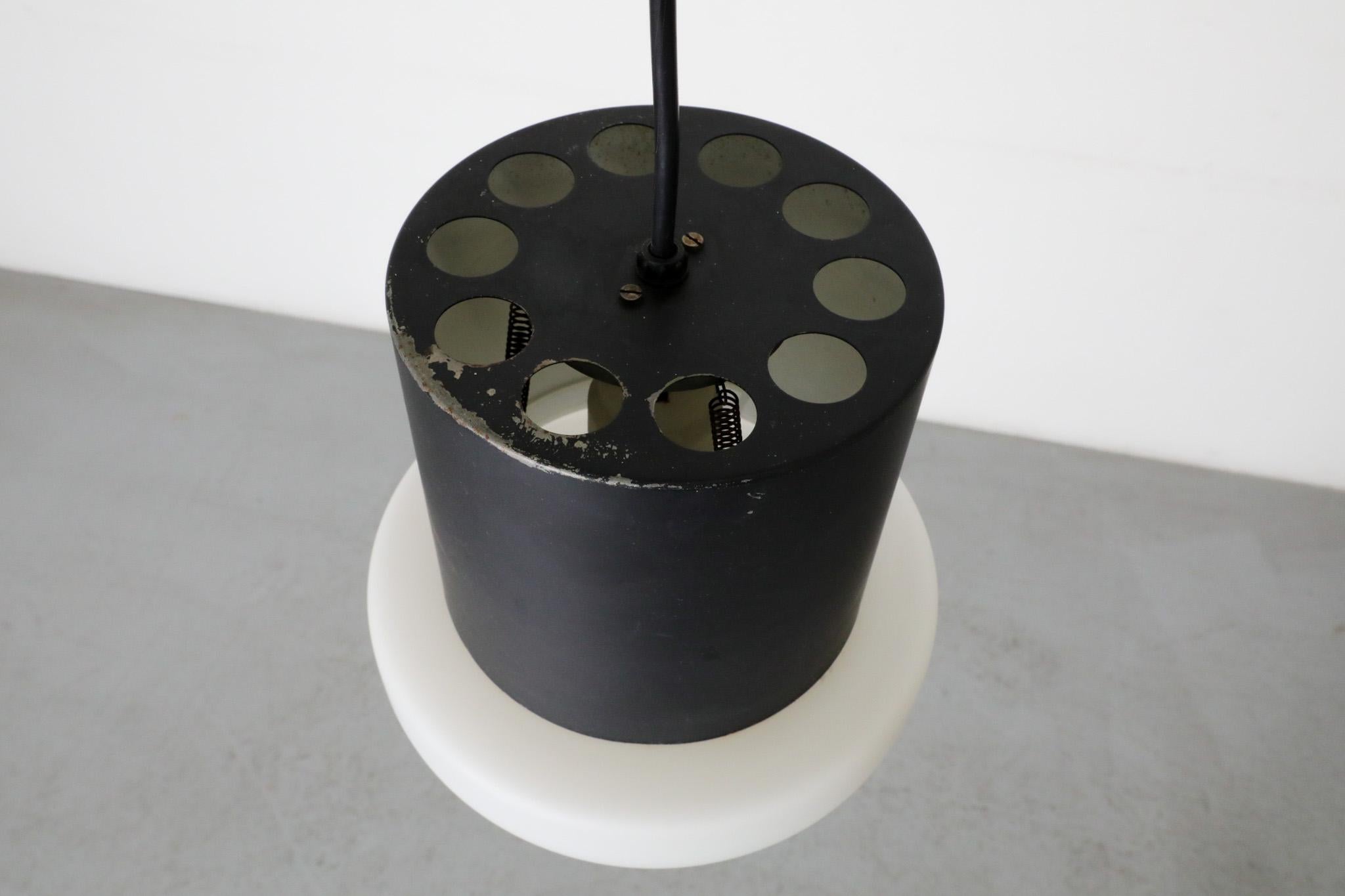 Hiemstra Copper and Black Enameled Cylindrical Pendant with Milk Glass Ring For Sale 10