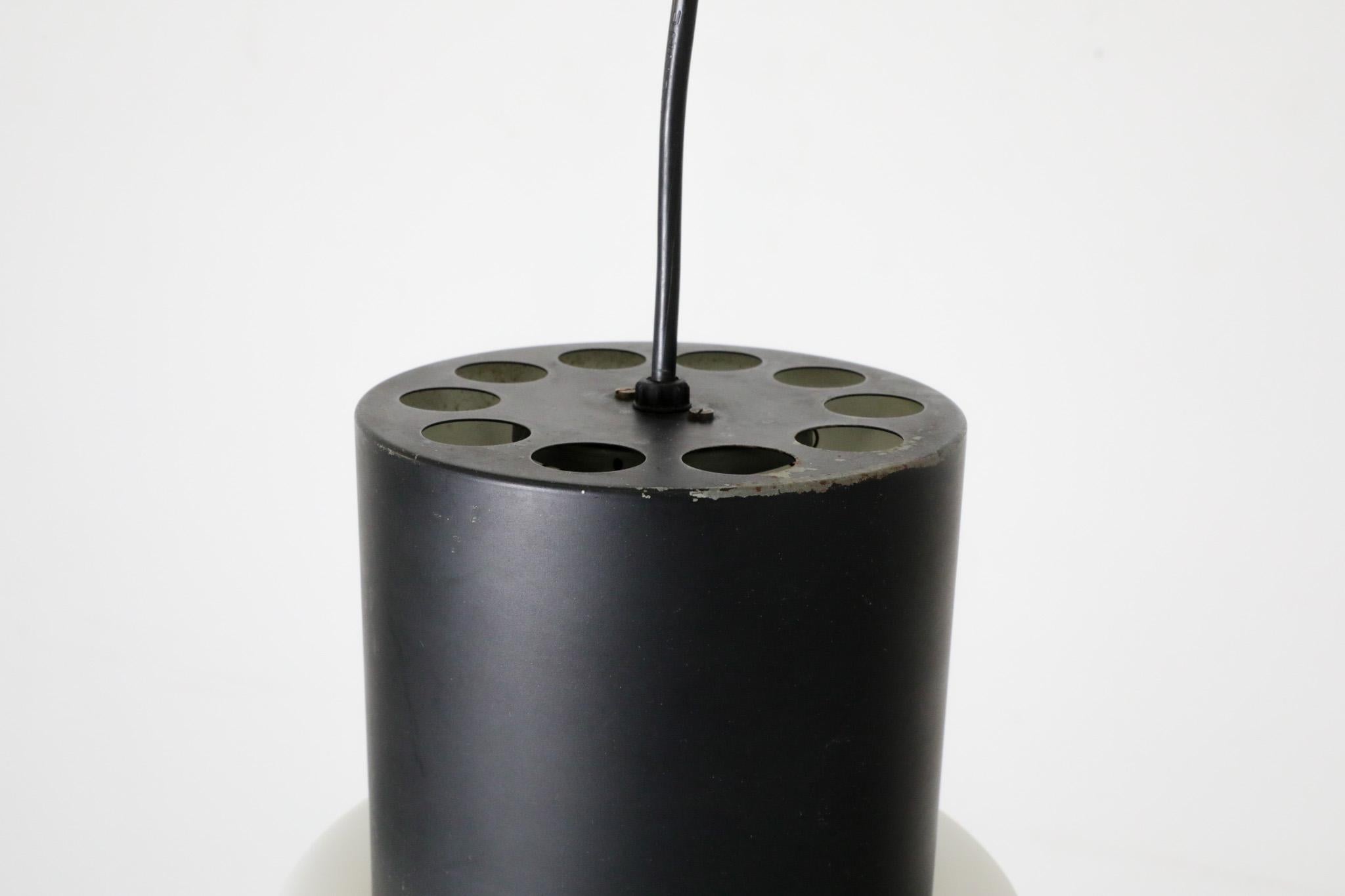 Hiemstra Copper and Black Enameled Cylindrical Pendant with Milk Glass Ring For Sale 2