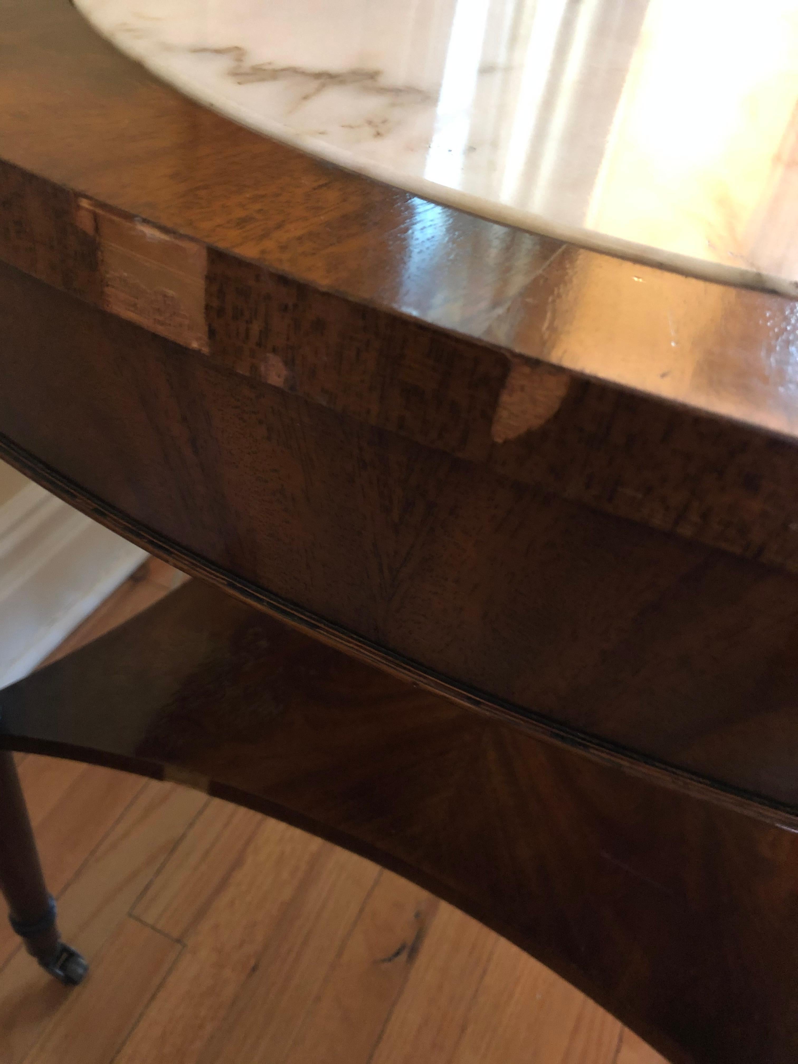 Mid-20th Century Hierloom Hand Made Mahogany & Marble End Table