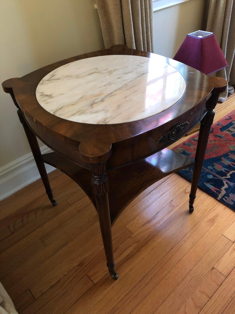 Hierloom Hand Made Mahogany & Marble End Table For Sale 1