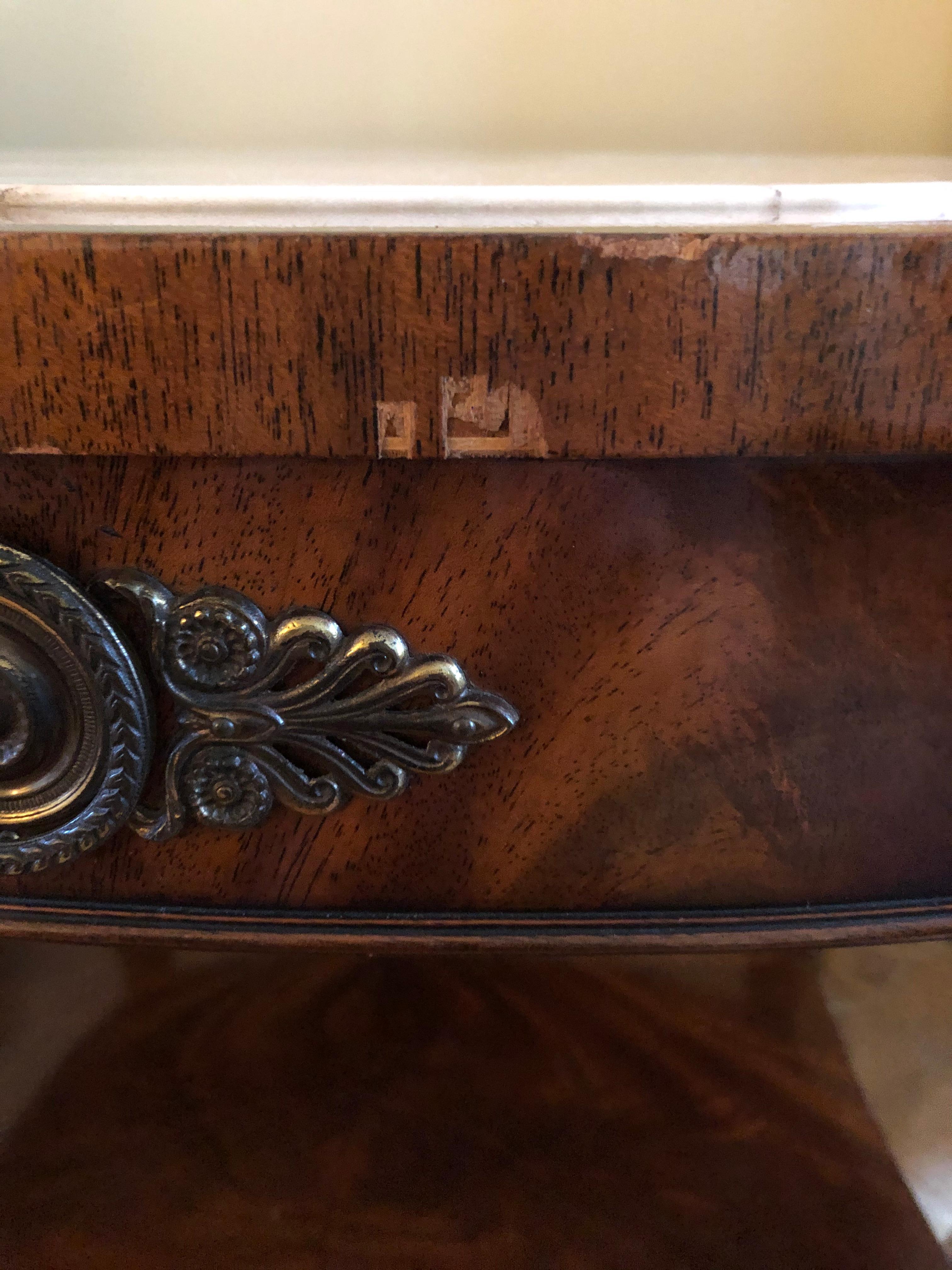 Hierloom Hand Made Mahogany & Marble End Table 4