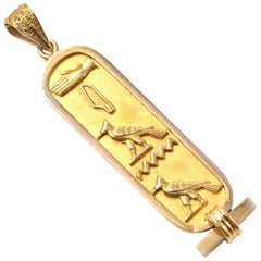 Hieroglyphic 18 Karat Yellow Gold Cartouche Pendant